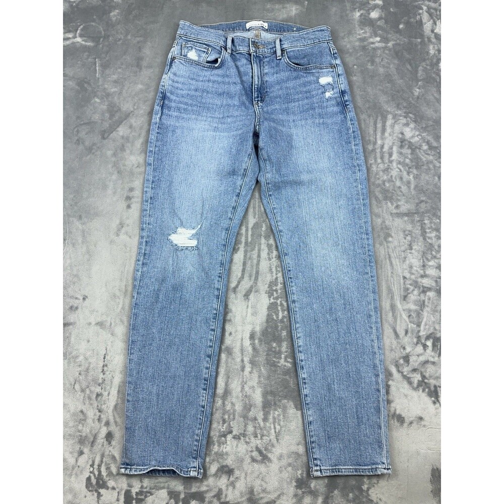 LOFT The Super Soft Boyfriend Jeans Womens Sz 28 6 Distressed Light Wash Denim